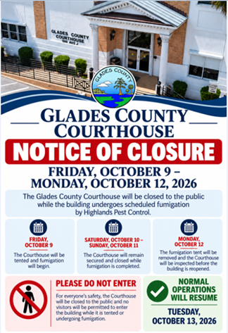 Glades County Courthouse Notice Of Closure