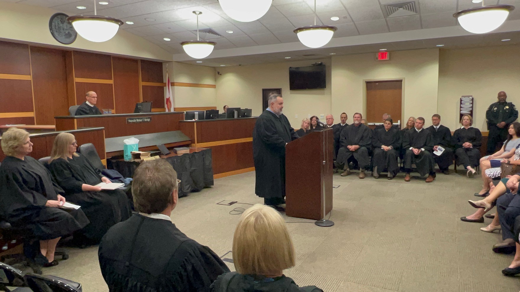 Judge Perez speaking at his investiture.